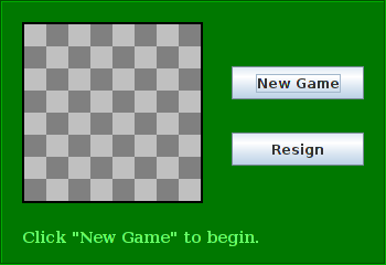 NullLayoutDemo with checkerboard, two buttons, and a message