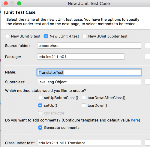 JUnit Dialog