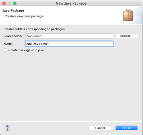 New Package Dialog
