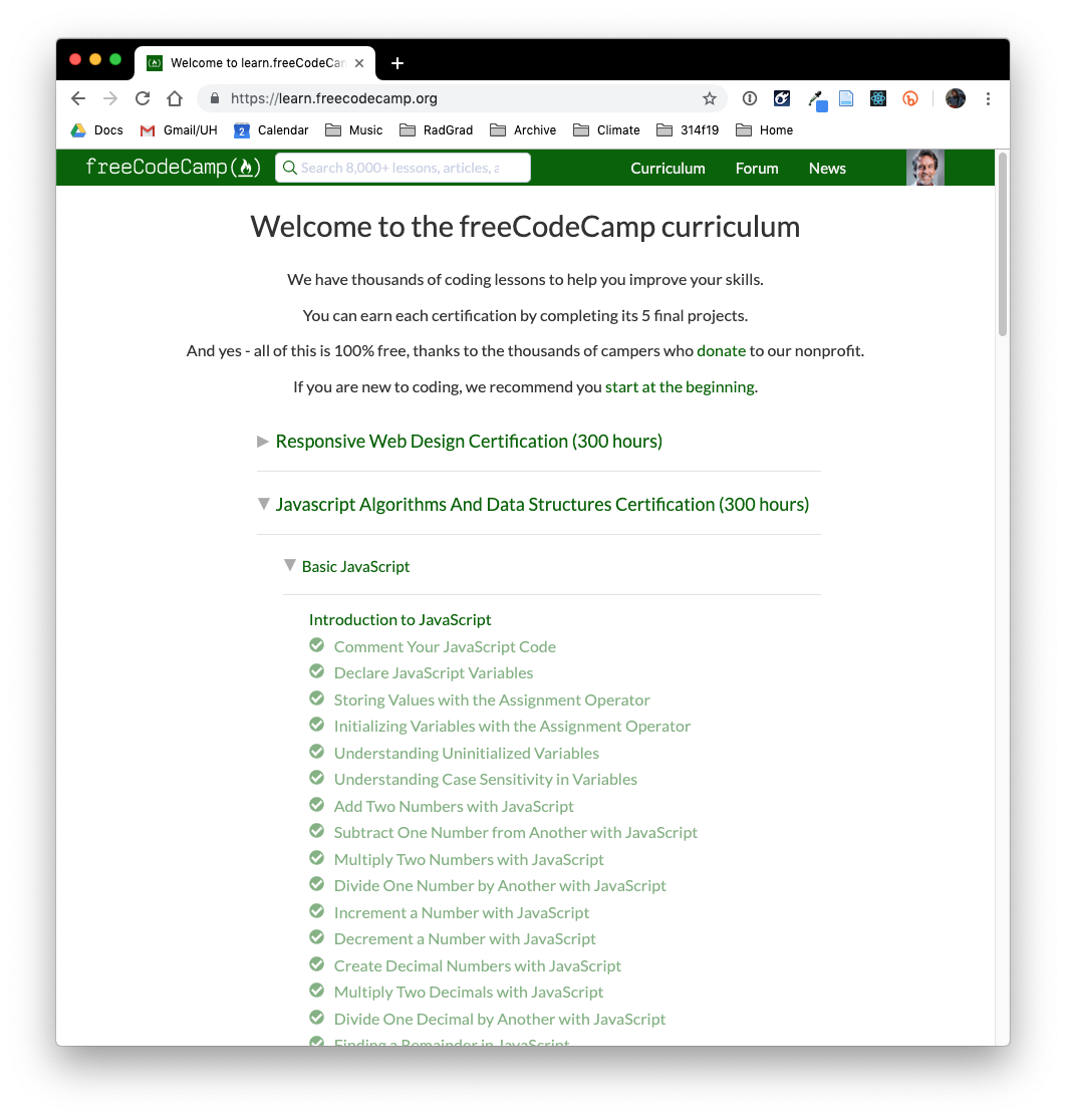 E06: Introduction To Javascript With FreeCodeCamp | ICS 314, Spring 2020