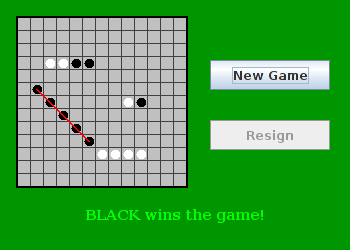 gomoku game showing a winning position